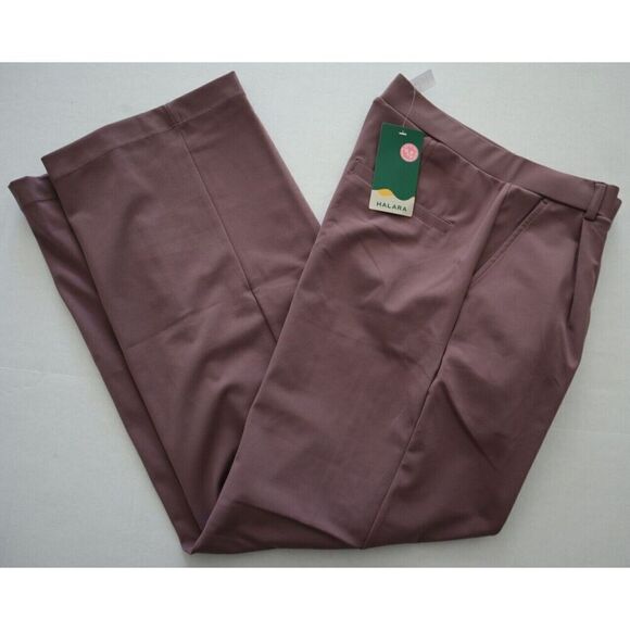 Halara Women Sz M Mauve High Waist Plicated Side Pocket Straight Leg Work Pants - Picture 8 of 13